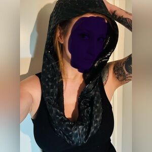 Black refursable infinity hooded scarf